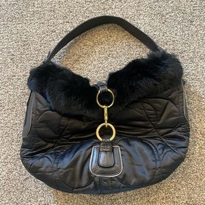 Coach rabbit fur handbag